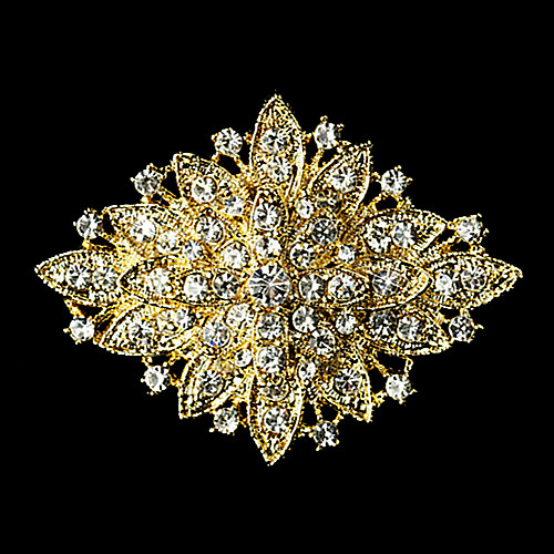Wholesale- Dark Silver Plated Clear Rhinestone Crystal Diamante Large Flower Vintage Bouquet Brooch