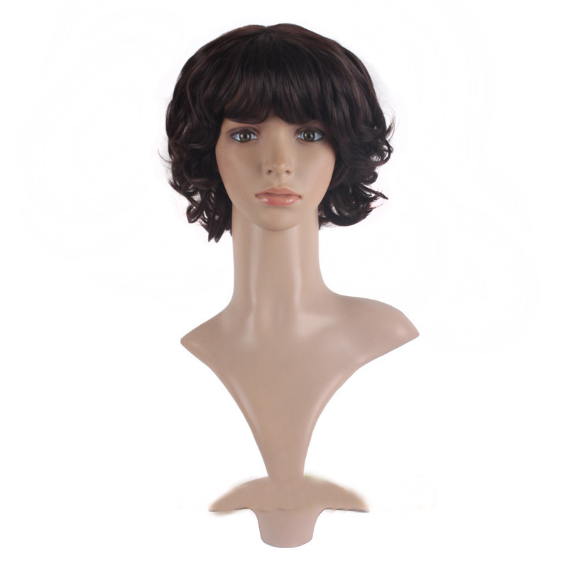 12" short curly wigs dark black brown Silver gray 6 styles Women Wigs Synthetic hair Heat Resistant