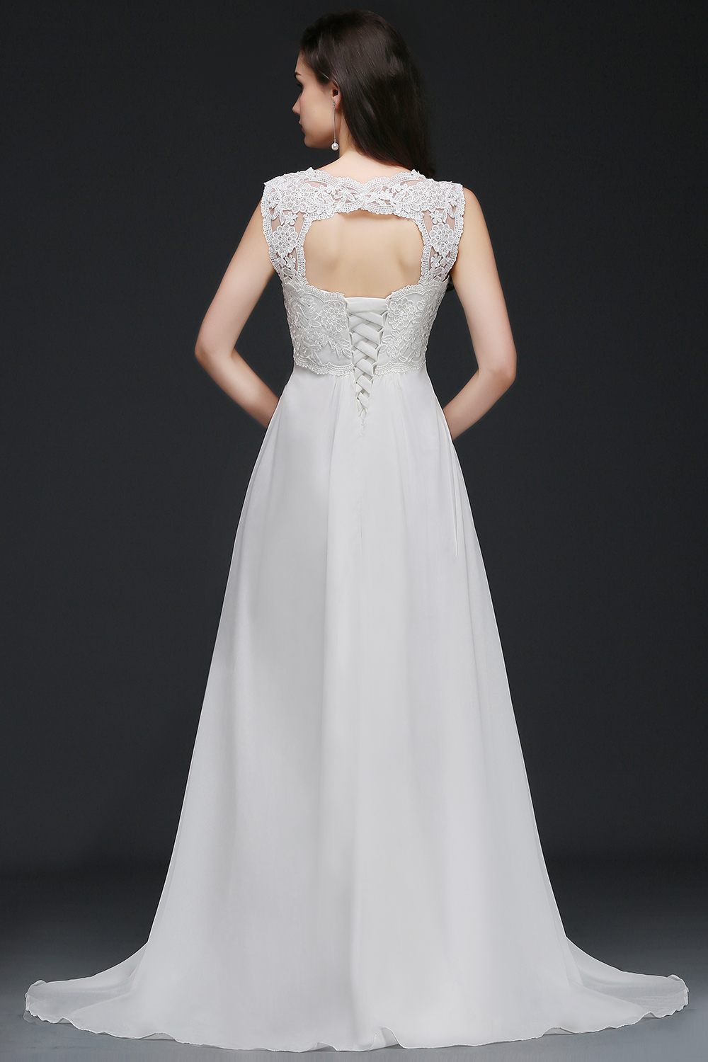 Empire Long Chiffon Party Lace Top Elegant A E Garden Dresses Summer Beach Wedding Gowns Robe Cps732 329 6660311