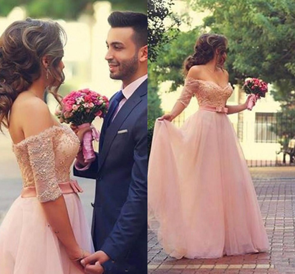 Custom Made Romantic Blush Pink Bridesmaid Dresses Tulle A line Long Backless Off the shoulder Plus Size Lace Bow Long Wedding Dress
Custom Made Romantic Blush Pink Bridesmaid Dresses Tulle A line Long Backless Off the shoulder Plus Size Lace Bow Long Wedding Dress