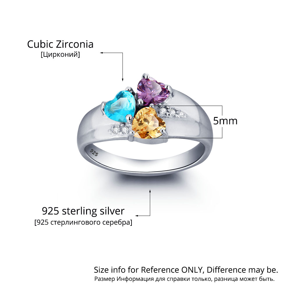 yizhan Mothers Rings Personalized Birthstone Family Ring 925 Sterling Silver Cubic Zirconia DIY Names Ring Valentine's Day Gift