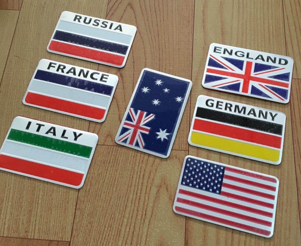 Self Adhesive Flag Aluminum Alloy Decals Sticker Emblem Badge For Car Truck Bumper