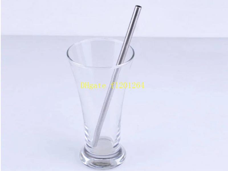 100pcs/lot DHL Fedex Free Shipping 6mm 8" Eco Friendly Stainless Steel Drinking Straws Bend & straight Smoothies Reusable Straw - view 3