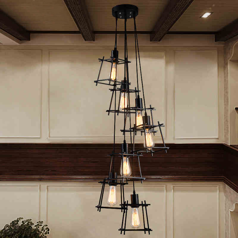 Vintage Hanging Pendant Lights Fixture Black Metal Pendant Lamps Home Indoor Lighting American Industrial Retro Droplight European Luminaire