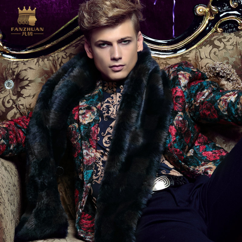 Wholesale- Fanzhuan free shipping new fashion men's male slim 2017 Flower Floral suit jacket 14078 blazer winter autumn plus size promotio