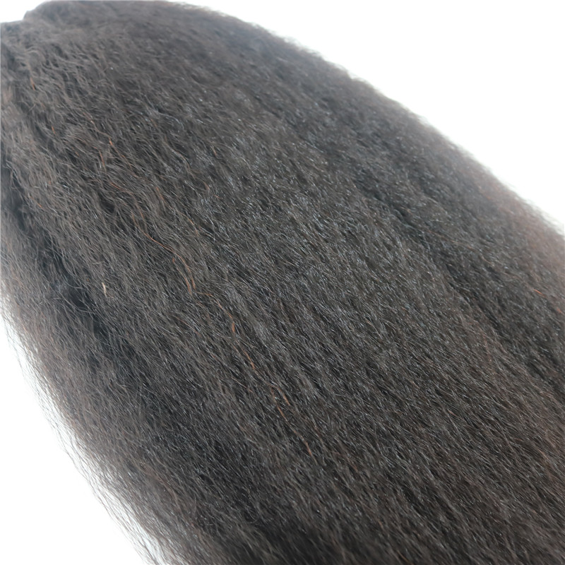 Afro Kinky Straight Brazilian Human Hair Clips Hair Extension 1B Natural Color Hair African American 7PCS 120gram