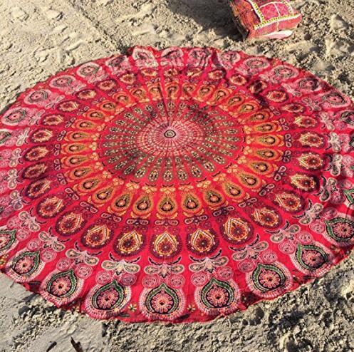 160cm Large Colorful Beach Towels With Tassel Bohemia Swimming Bath Towel Letter Print Picnic Serviette Indian Mandala Beach Throw Tapestry