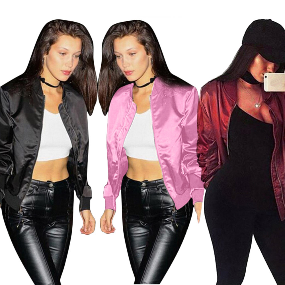 2017 Autumn Fashion Women Stand Collar Basic Coats Long Sleeve Satin Bomber Jacket Casual Zipper Coat Outerwear Oversized, Black
2017 Autumn Fashion Women Stand Collar Basic Coats Long Sleeve Satin Bomber Jacket Casual Zipper Coat Outerwear Oversized, Black