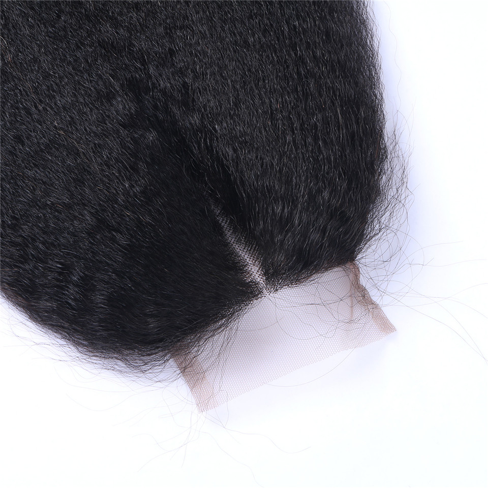Free shipping Brazilian Kinky Straight Human Hair Closure Middle Free part 3 Part x 4 Lace Top Closures