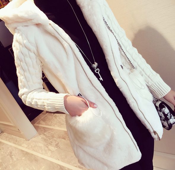 Wholesale- 2016 New Fshion S-4XL European Wool Girls Coat Fall Winter Fur Hat Collar Long Sleeve Outwear Big Size 3 Colors Jacket