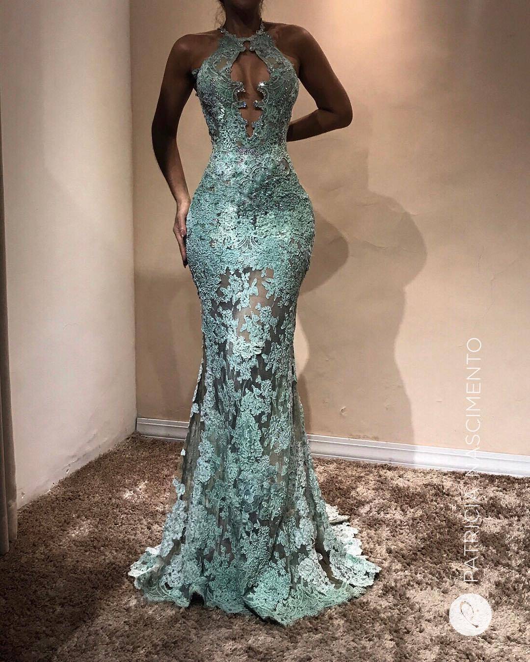 Mint Green Lace Formal Dresses Evening Wear Halter Plunging Neck Mermaid Beaded Evening Gowns Sweep Train Tulle Long Prom Dress, Burgundy
Mint Green Lace Formal Dresses Evening Wear Halter Plunging Neck Mermaid Beaded Evening Gowns Sweep Train Tulle Long Prom Dress, Burgundy