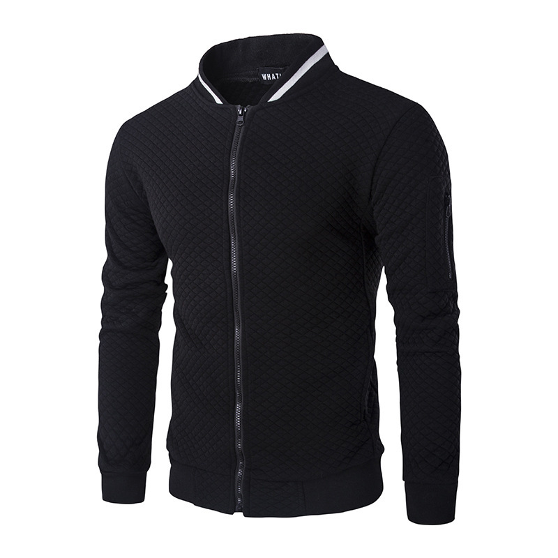 Wholesale- New Trend White Jacket Men Veste Homme 2016 Bomber Mens Fashion Slim Fit Argyle Zipper Varsity Jacket Casual Jacket For Fall