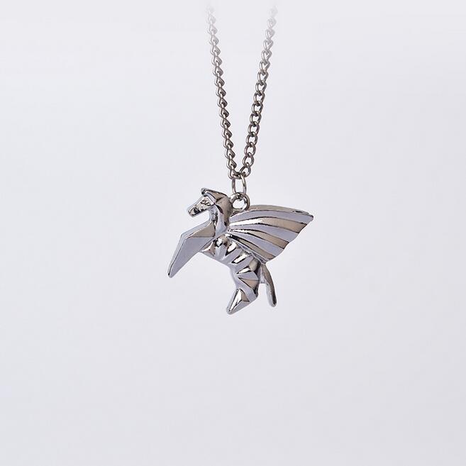 Brand new Personalized creative origami dinosaur antelope paper crane long animal necklace WFN403 (with chain) mix order 20 pieces a lot