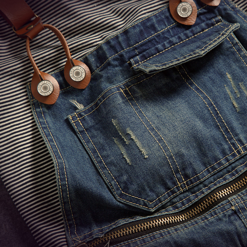 Wholesale-Mens Distressed Jeans Ripped Jumpsuit Denim Overalls Men Baggy Cargo Pants with Suspenders Denim Bib Overalls For Men K121