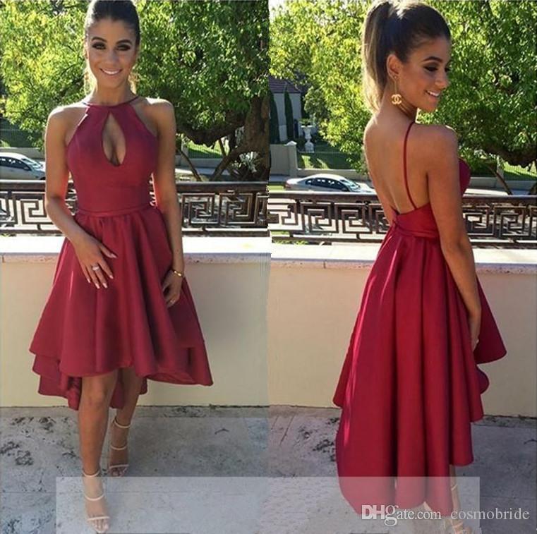 High Low Cocktail Dresses Halter Sexy Backless A Line Evening Party Gowns Red Satin vestido fiesta, Purple
High Low Cocktail Dresses Halter Sexy Backless A Line Evening Party Gowns Red Satin vestido fiesta, Purple