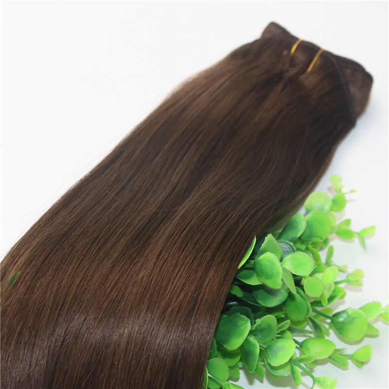 8A Clips Human Hair Extension 4# Dark Brown Straight Brazilian Human Hair 7PCS 120gram 12INCH 20INCH 26INCH