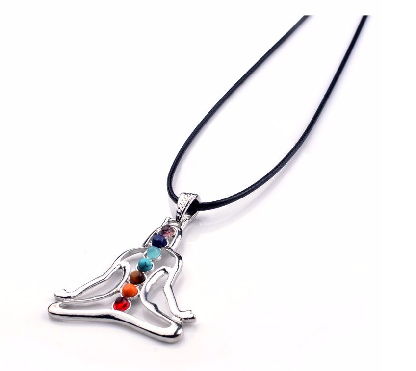 7 Chakra Reiki Stones Healing Crystal Necklaces & Pendants Health Amulet 3D Symbols Stone Charms Pendant Yoga Necklace collier