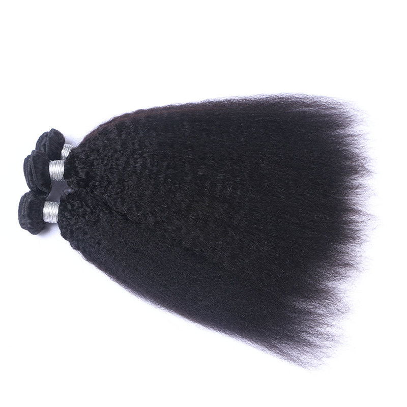 African American Afro Kinky Srtaight Brazilian Human Hair Bundles Hair Weave Double Drown Machine Human Hair Weft For Black Women