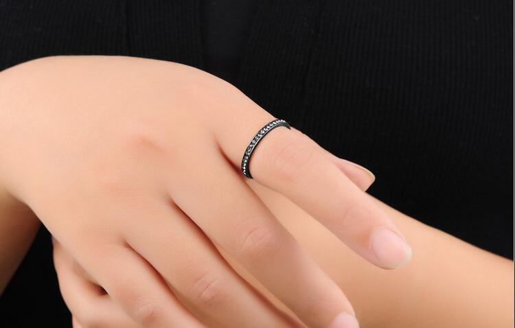 Wholesale High Quality Fashion Jewelry 18K Rose Gold Plated Stainless Steel 5A Cubic Zirconia CZ Diamond Women Wedding Band Ring Gift Sz4-7