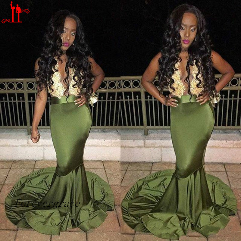 Cheap Gold Lace Mermaid Sexy Black Girl Prom Dress Burgundy South Africa Evening Party Gown Custom Made Plus Size