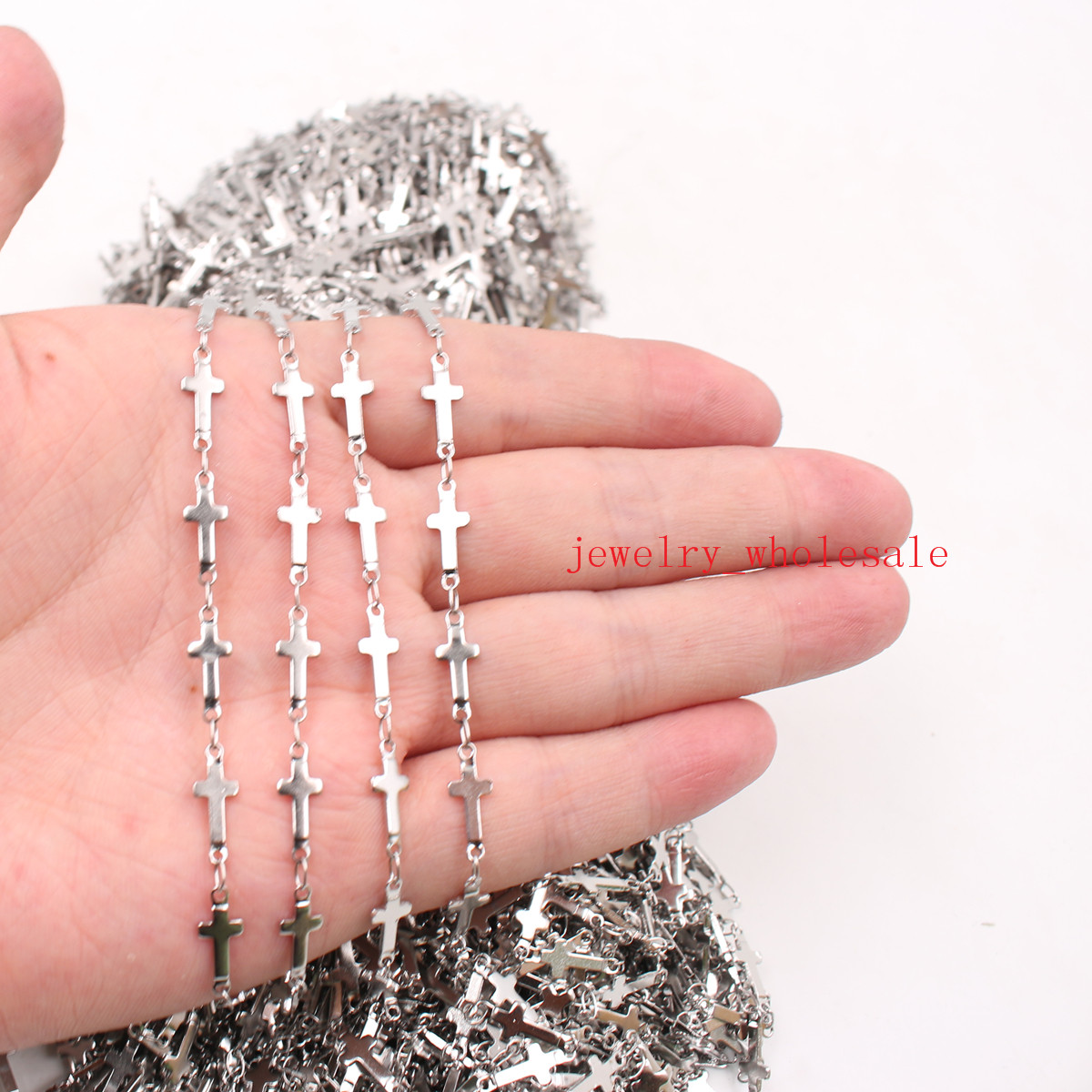 NEW on sale 5meter /lot wholesale Jewelry Finding Chain silver Stainless Steel Strong Cross chain marking Women Men Fashion Bling