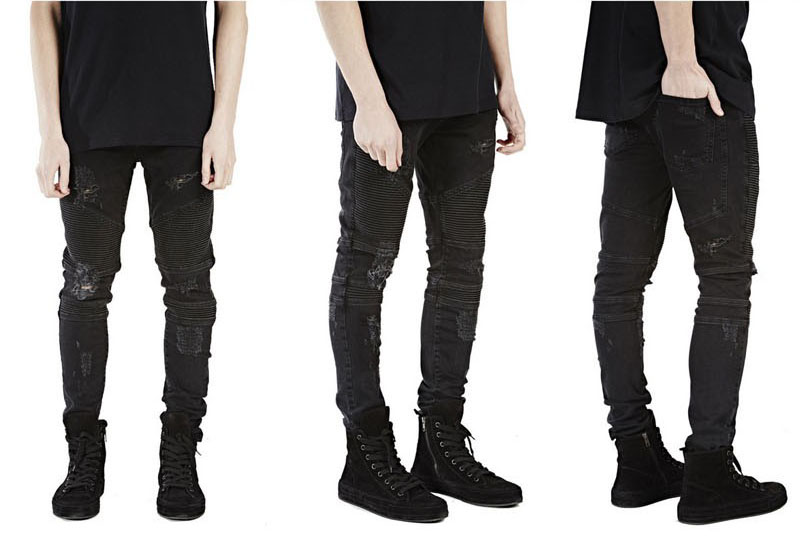 Wholesale-represent clothing designer pants slp blue/black destroyed mens slim denim straight biker skinny jeans men ripped jeans 28-38
