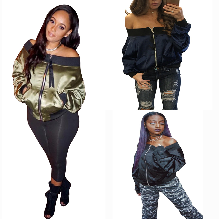 Wholesale- Womens Autumn Casual Jackets Ladies Off Shoulder Block Pocket Zipper Front Stand Collar Long Sleeve Basic Jacket Coat Outwear, Army green mc5270
Wholesale- Womens Autumn Casual Jackets Ladies Off Shoulder Block Pocket Zipper Front Stand Collar Long Sleeve Basic Jacket Coat Outwear, Army green mc5270