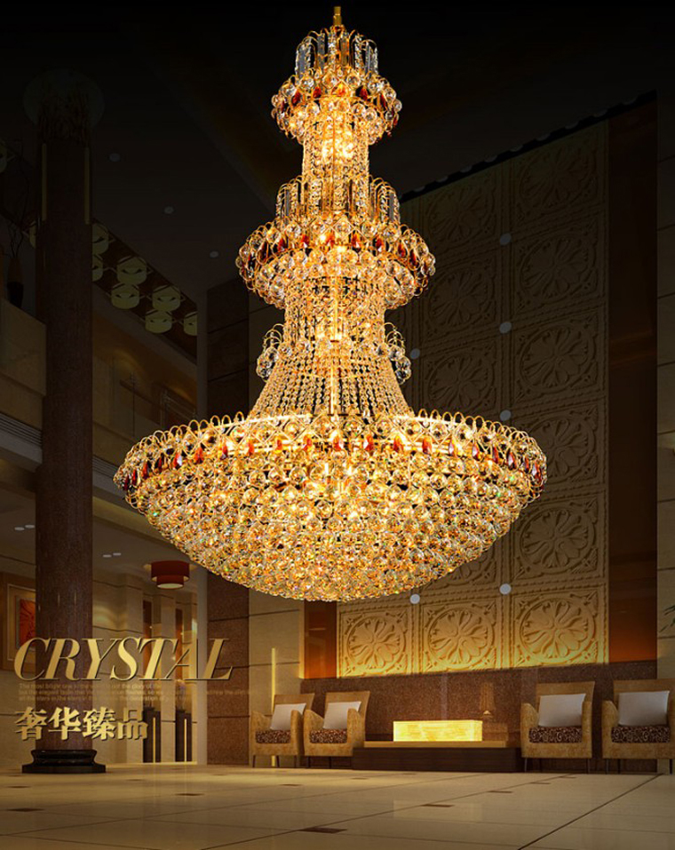 Modern Chandeliers LED Gold Crystal Chandelier Lights Fixture American Large Hotel Club Mall Living Room Home Indoor Lighting Hanging Lamps AC90V-260V