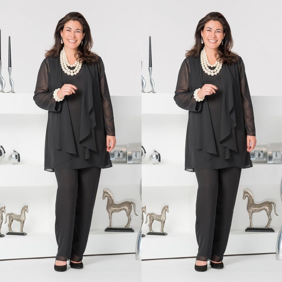 Cheap Black Mother Of The Bride Pant Suits With Jackets Scoop Neck Wedding Guest Dress Three Pieces Plus Size Chiffon Mothers Groom Dresses
Cheap Black Mother Of The Bride Pant Suits With Jackets Scoop Neck Wedding Guest Dress Three Pieces Plus Size Chiffon Mothers Groom Dresses