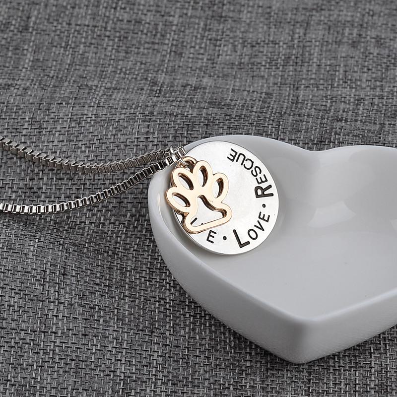 Pendant Necklaces Sunshine Live Love Rescue letter Love Word dog lover necklace Cat Dog Paw Print Pendant Necklace Mother's Day new fashion new j