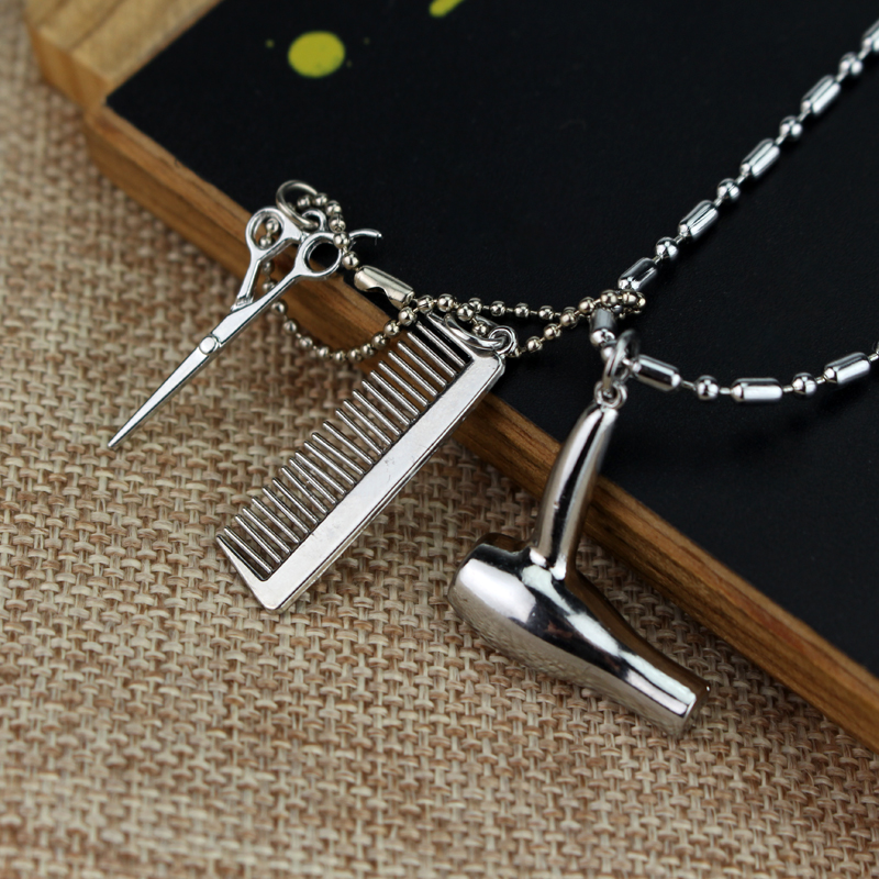 Wholesale-one piece Fashion Dull Charm Jewelry Hair Dryer/Scissor/Comb Dangle Pendant women necklace quinn personality necklace