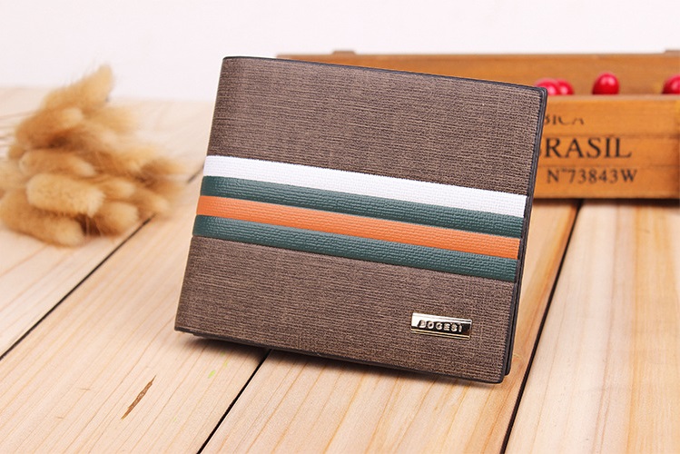 Wholesale-2017 Hot Sell European and American Fashion New Casual Men Short Stripes Wallet Business Men's Purse