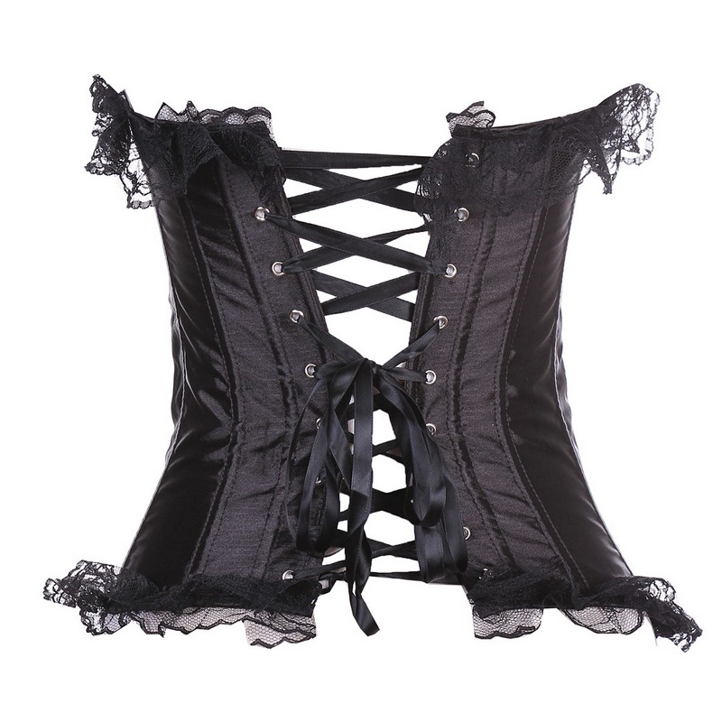 Plus Size Scalloped Lace Trim Corset Top with Layered Flocked Pattern Skirt For Halloween Dancing Party Women's Dance Corset Costume Outfit