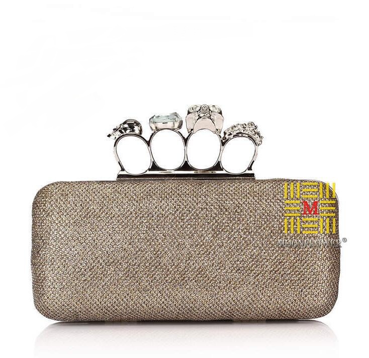 NEW Rhinestones women clutch bags diamonds finger ring Bridal Hand Bags crystal wedding bridal handbags purse bags holder