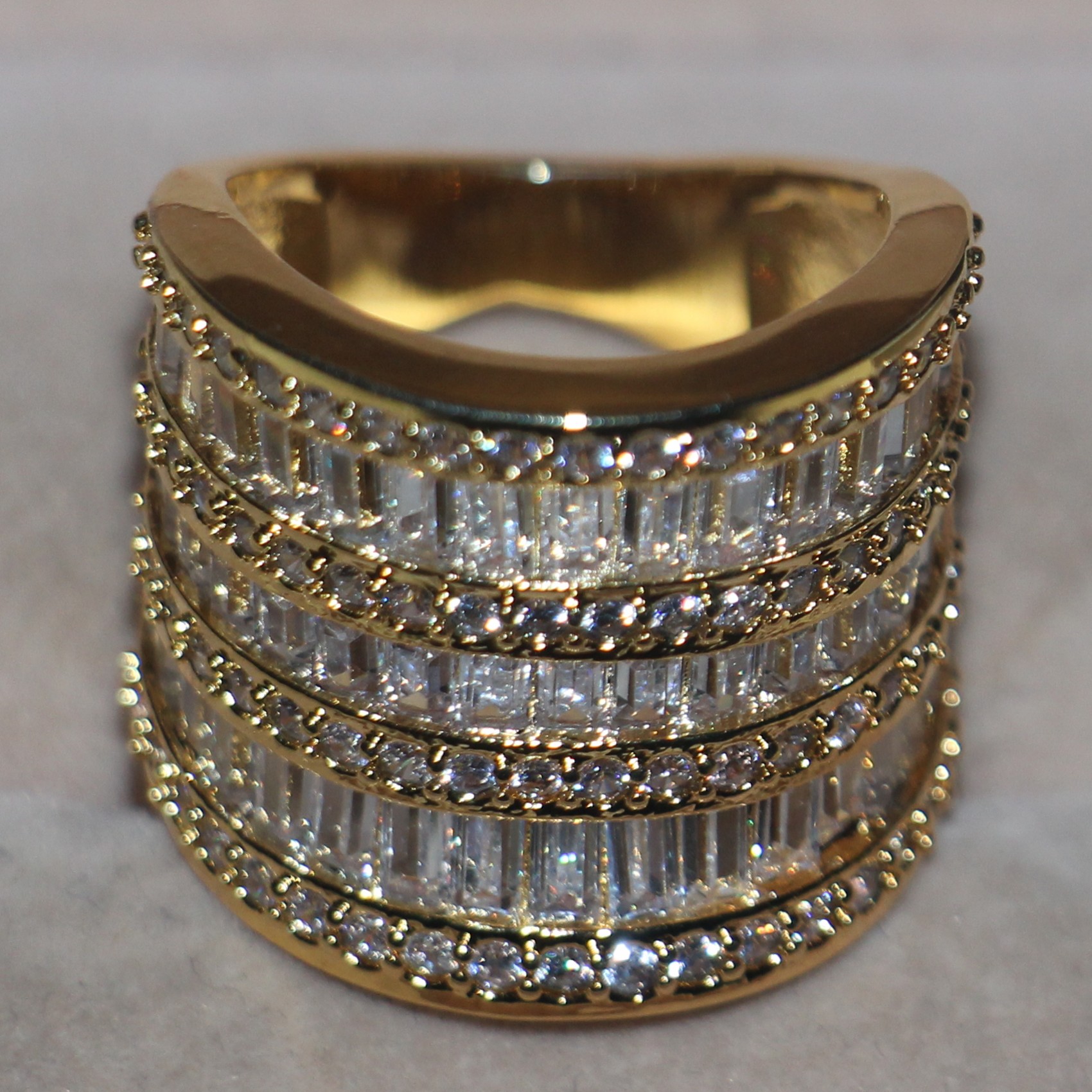 Victoria Wieck Women Luxury Jewelry Princess Cut 925 Sterliing Silver Yellow Gold Plated Topaz Simulated Diamond Wedding Band Ring Size 5-11