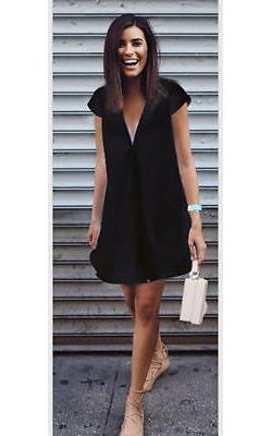 x20179 Sexy Women Summer Deep V-Neck Dresses Casual Plus Size Short Mini Black Dress New 2016