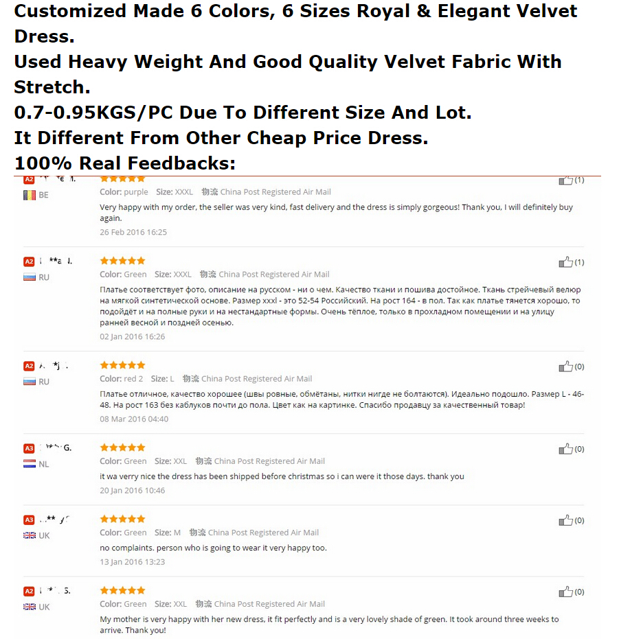 Wholesale- Winter Women Plus Size Velvet Dress Long Sleeve Maxi Dress Evening Party Vintage Dress Black Blue Green Purple Vestido Longo