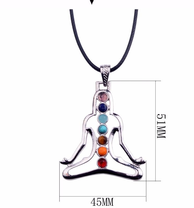 7 Chakra Reiki Stones Healing Crystal Necklaces & Pendants Health Amulet 3D Symbols Stone Charms Pendant Yoga Necklace collier