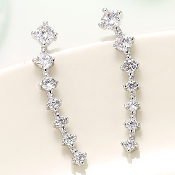 Wedding Party Jewelry Fashion Zircon Ear Cuffs Women Ear Clips Gold Silver Plated Luxury Rhinestone Earrings For Bride