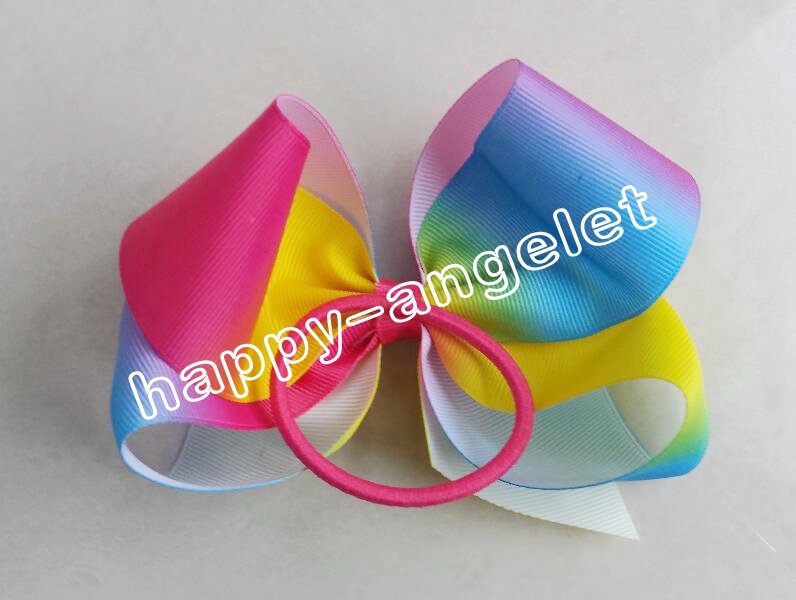 20pcs newest Fashion 6'' Handmade Boutique Rainbow Striped Sweet Hair Bows Alligator Clips hair ties For Kids Girls Hair Accessories HD3467