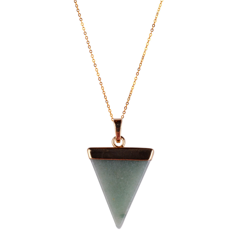 HOT Geometric Colorful Nature Stone Necklace Triangle Crystal Necklaces Pendant For Valentine's day Women And Men Wholesale
