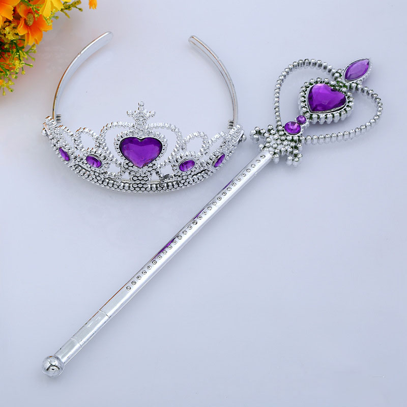 6 colors Princess Headwear Crown+Magic wand 2pcs/set Party Cosplay Princess Hair accessories C1600