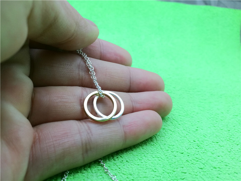 30PCS- N141 Hollow Outline Open Two Circles Necklace Simple Double Circle Necklace Geometric Circle Round Necklaces for Women