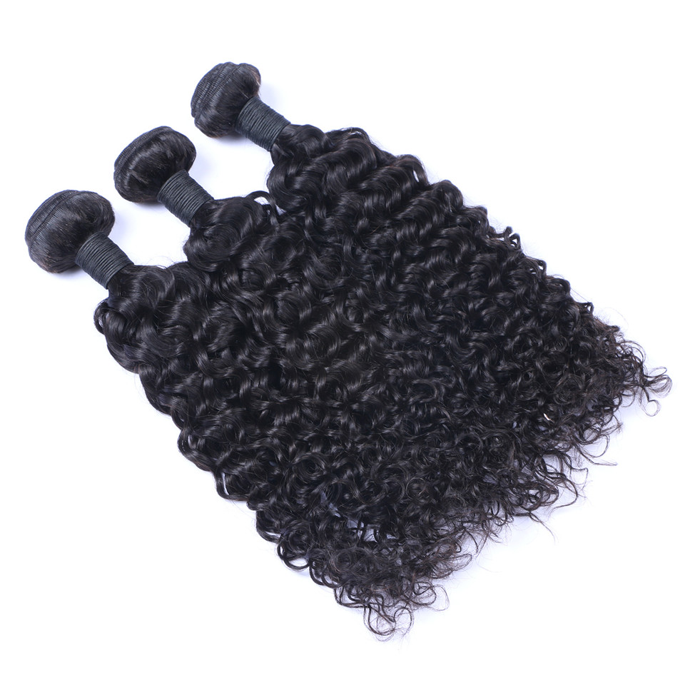 Free shipping Unprocessed Indian Human Remy Virgin Jerry Curly Weaves Hair Extensions Natural Color 100g/bundle Double Wefts 3Bundles/lot