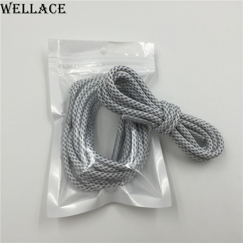 Weiou 3M reflective rope String thick colorful shoelaces round custom logo shoe laces for trainers shoes 120cm