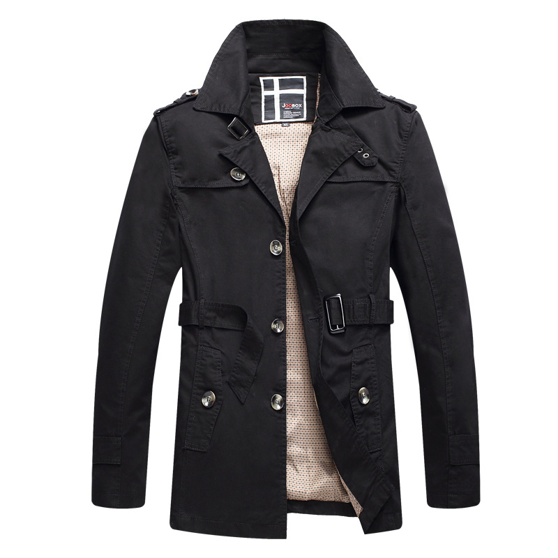 Wholesale- New Fashion Medium Long Trench Coat Men Slim Thin Chaqueta Larga Hombre