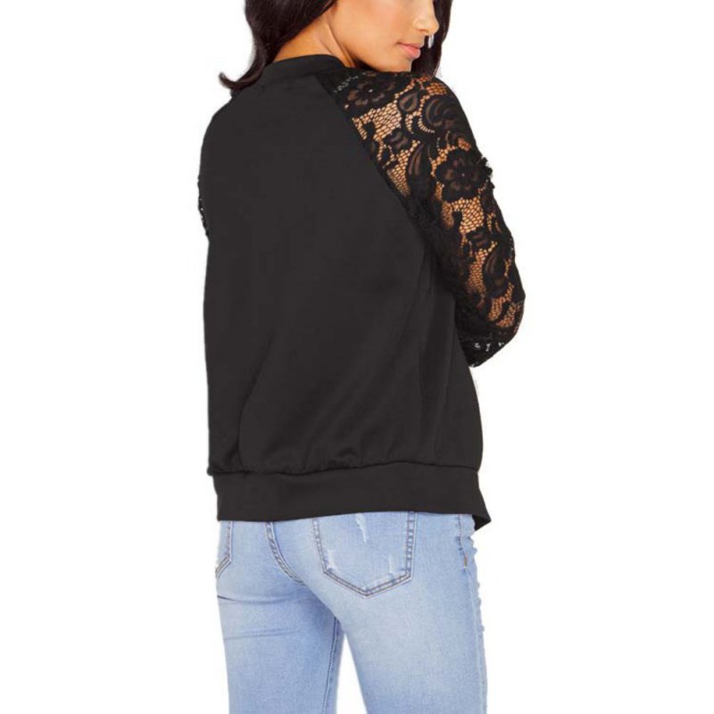 Women Lace Long Sleeve Vintage Suede Jacket Zip-Up Biker Coat Outerwear Coat Plus Size