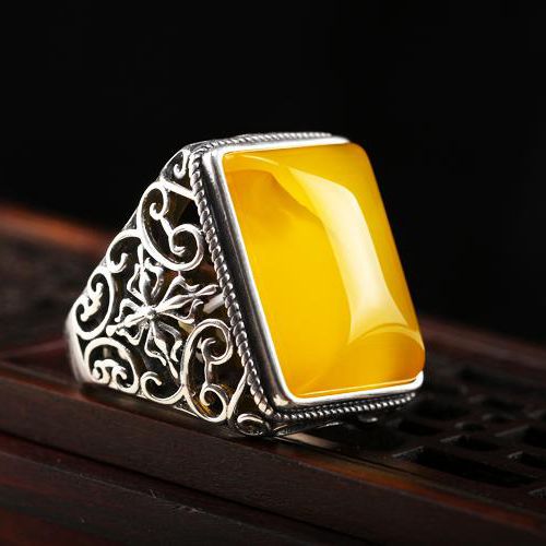 Fine Silver Silver 925 Art Deco Men Ring Generous 15.5x20mm Princess Cabochon Semi Mount