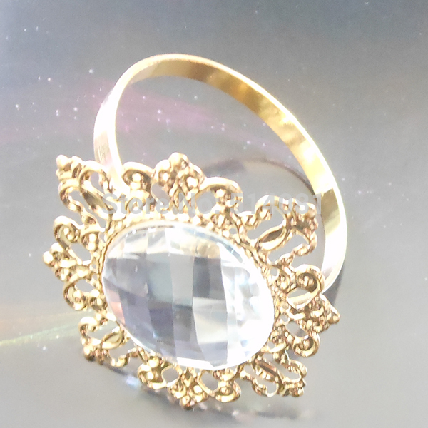 Gold Clear Napkin Ring Luxurious Napkin Rings for Weddings Party Hotel Banquet Dinner Decor Table Decoration