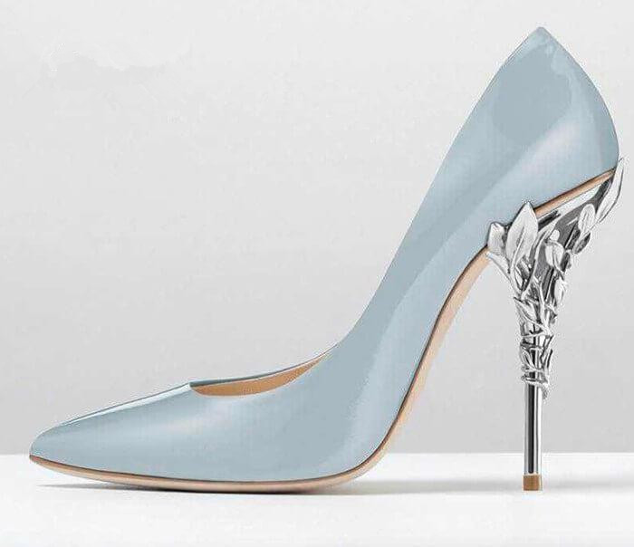 Women Solid Eden Heel Pump Super sexy women wedding shoes Ornate Filigree Leaf Pointed toe Haute Couture SHOES